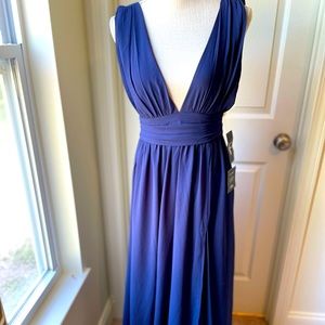 Lulus long low cut blue dress